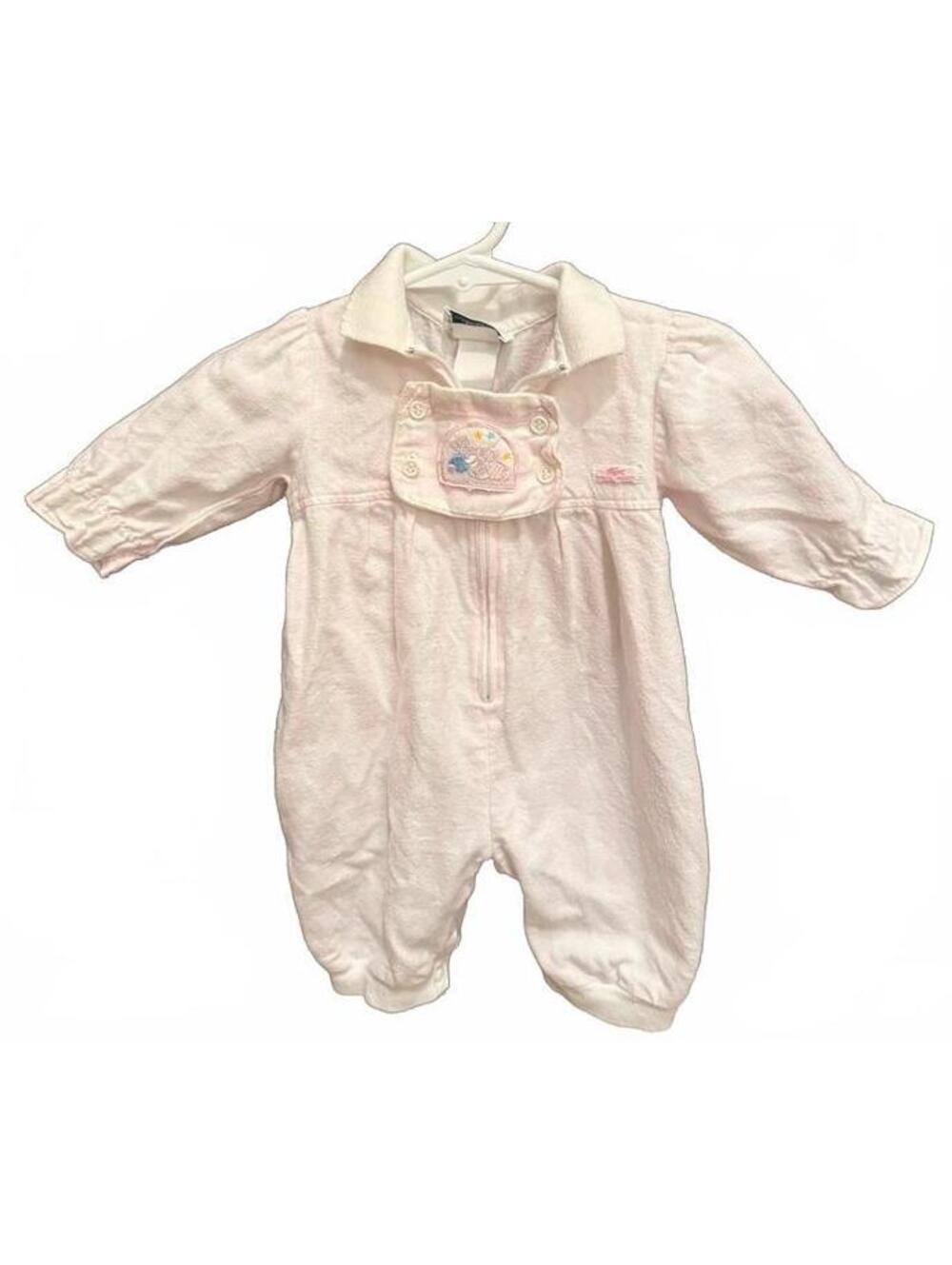 VTG 80s Chemise Lacoste Baby Romper 3M Pink Terry Cotton Alligator Logo